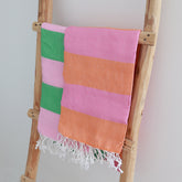 Toalla de hammam naranja/rosa